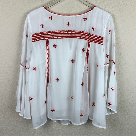 FLOREAT White Boho Blouse Red Embroidery 8 - Picture 10 of 13